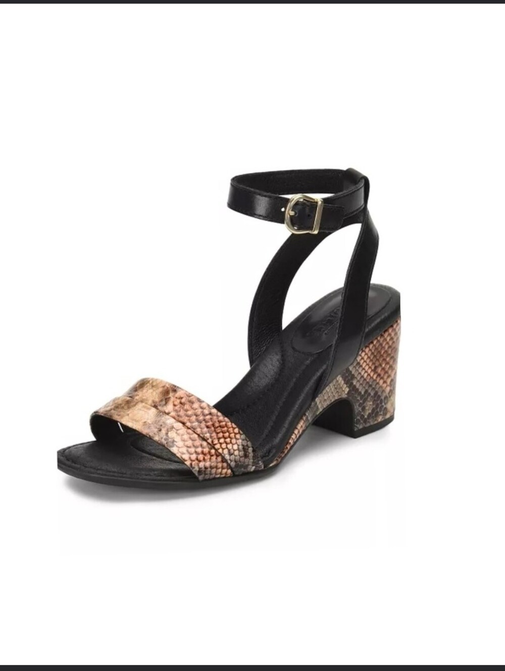Born Frilli  Block Heel Ankle Strap Sandals  Black & Tan SZ 8